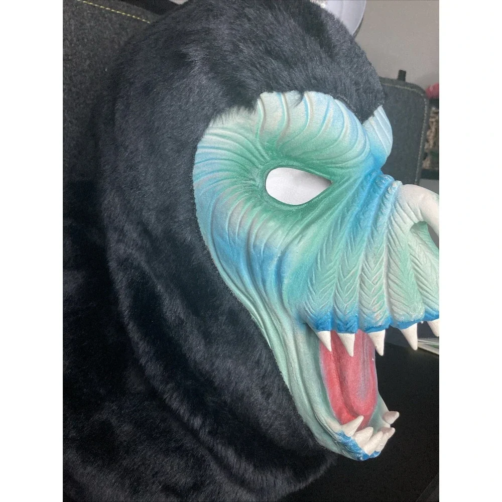 Topstone Fang Face Monster Mask Rare Vintage‎ Costume GreenBlue Black